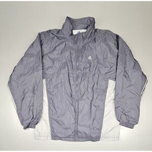Adidas Track Jacket‎ Mens XL. Vintage Full-Zip Windbreaker Grey White